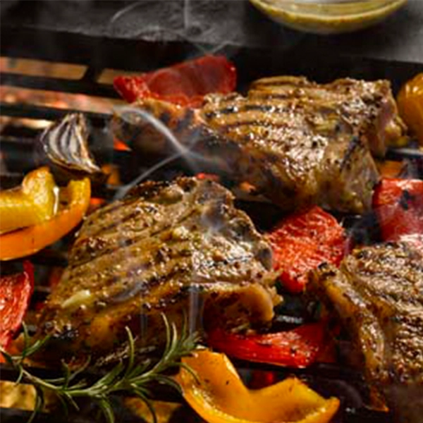 Barbecued Honey and Mustard Glazed Lamb Chops with Quinoa salad